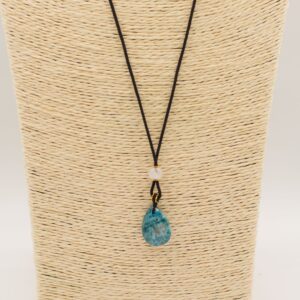 Howlite teardrop pendant on an adjustable cord necklace for a minimalist look.