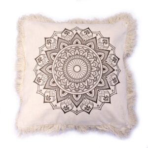 Bronze Lotus Mandala cushion cover, perfect for a boho home aesthetic.