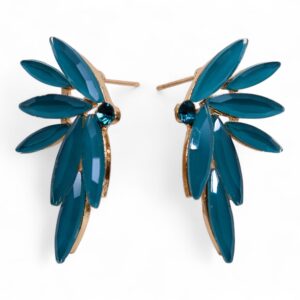 Teal green vintage glass earrings inspired by forest spirits.
