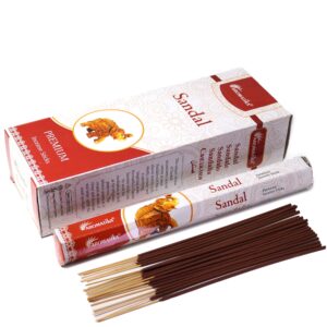Aromatika Charcoal Free Hex Incense sticks in Sandal scent, beautifully packaged.