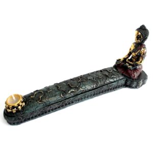 Antique Buddha incense burner and box for a serene home atmosphere.