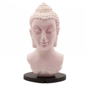Buddha Bust Lamp with cherry crackle finish on an oval stand