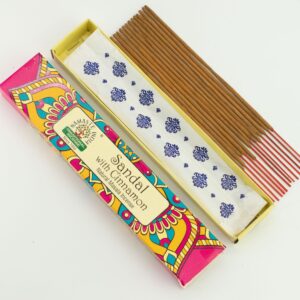 Sandal with Cinnamon incense sticks in a decorative packaging