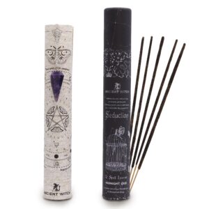 Seduction Spell Incense with amethyst pendulum and Midnight Oud aroma.
