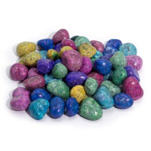 Vibrant mix of Dalmatian jasper stones in various colours and natural textures.