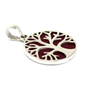 Silver Tree of Life pendant with a coral effect finish, 22mm in size.