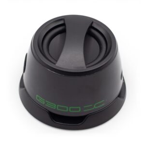 Compact magnetic mini speaker designed to attach to a phone for easy use.
