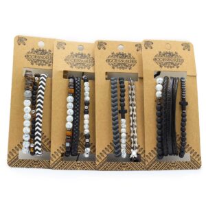 Stylish men's bracelet set in black, perfect for modern city living.