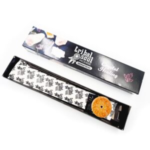 Ceramic holder with Tribal Soul incense sticks for a calming atmosphere.