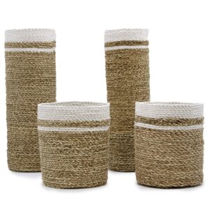 Seagrass set featuring two decorative vases and two storage bins.