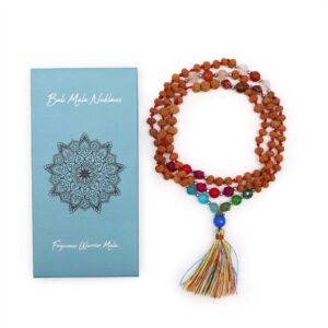 Bali Mala Necklace featuring beads symbolising forgiveness and mindfulness.