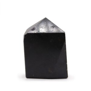 Polished Indian Tourmaline gemstone points with deep black tones, ideal for decor.