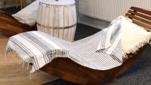 Charcoal Hamman Spa Towel showcasing its luxurious texture and elegant design.