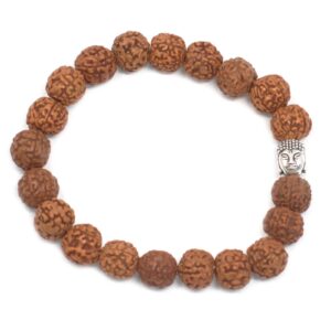 Brown Rudraksha Buddah bangle mala with 20 beads for mindful living.