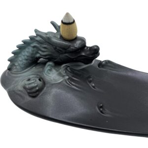 Elegant backflow incense burner featuring a dragon in a serene pool setting.