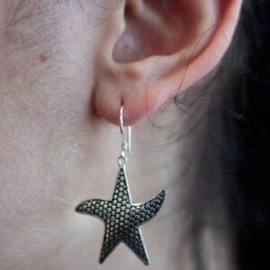 Stylish 925 sterling silver earrings shaped like starfish.