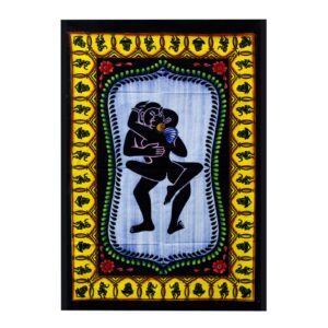 Handbrushed cotton wall art featuring vibrant colours and intricate designs.