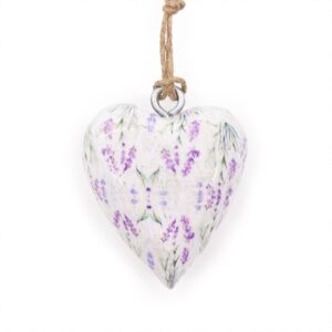 Large wooden heart decor in lavender colour, perfect for home decoration.