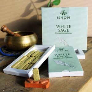 Natural incense smudge bricks with a terracotta burner for calming rituals.