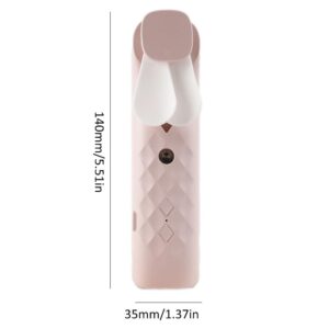 Compact pink nano mist face fan and spray for hydration on the go.