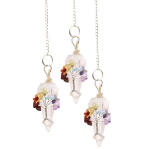 Seven Chakra Magic Pendulum made from Rock Quartz for spiritual guidance.