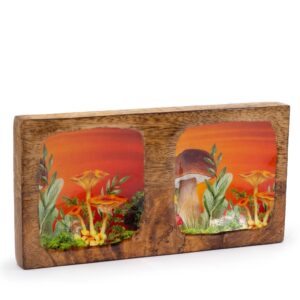 Maroon double trinket tray with a mushroom design, perfect for home decor.