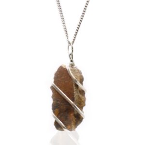 Cascade wrapped rough tiger eye necklace showcasing natural elegance.