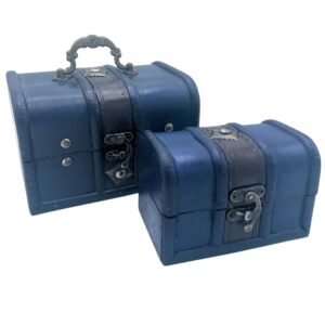 Set of two teal treasure chests for home decor and thoughtful gifting.