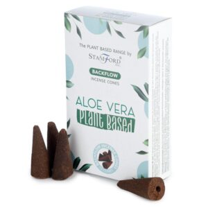 Backflow incense cones with a soothing aloe vera scent for a calming atmosphere.