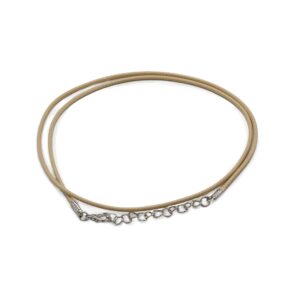 Tan waxed cotton pendant cord with metal clasp for jewellery making.