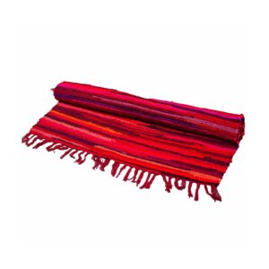 Vibrant small rag rug in shocking pinks, perfect for home decor.